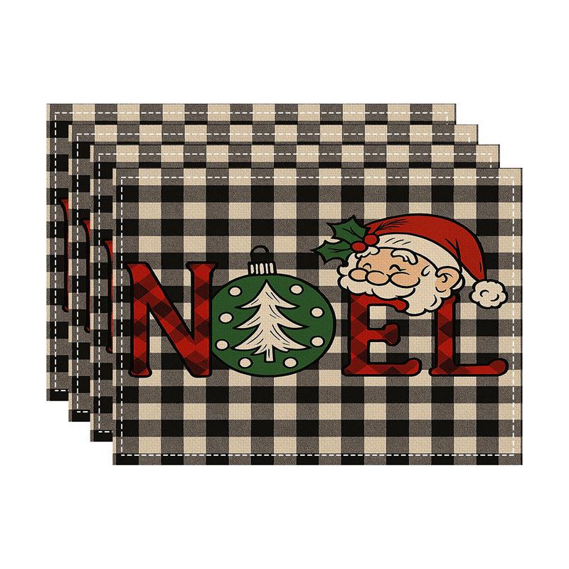 New Christmas Faux Linen Heat-Resistant Table Placemats - Rectangular Festive Dining Decor.