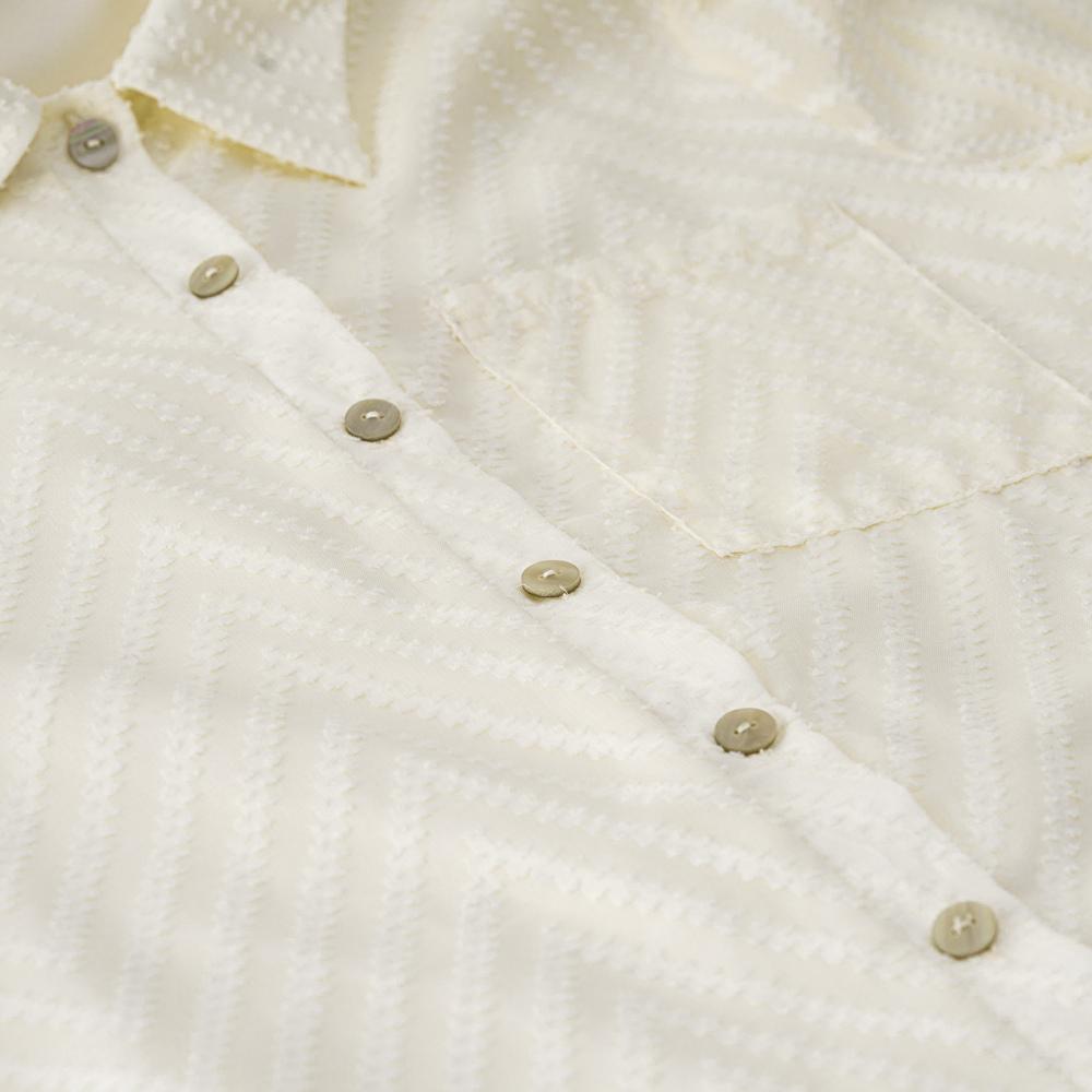 Женские осенние однобортные жаккардовые рубашки с длинными рукавами и воротником — фото 18