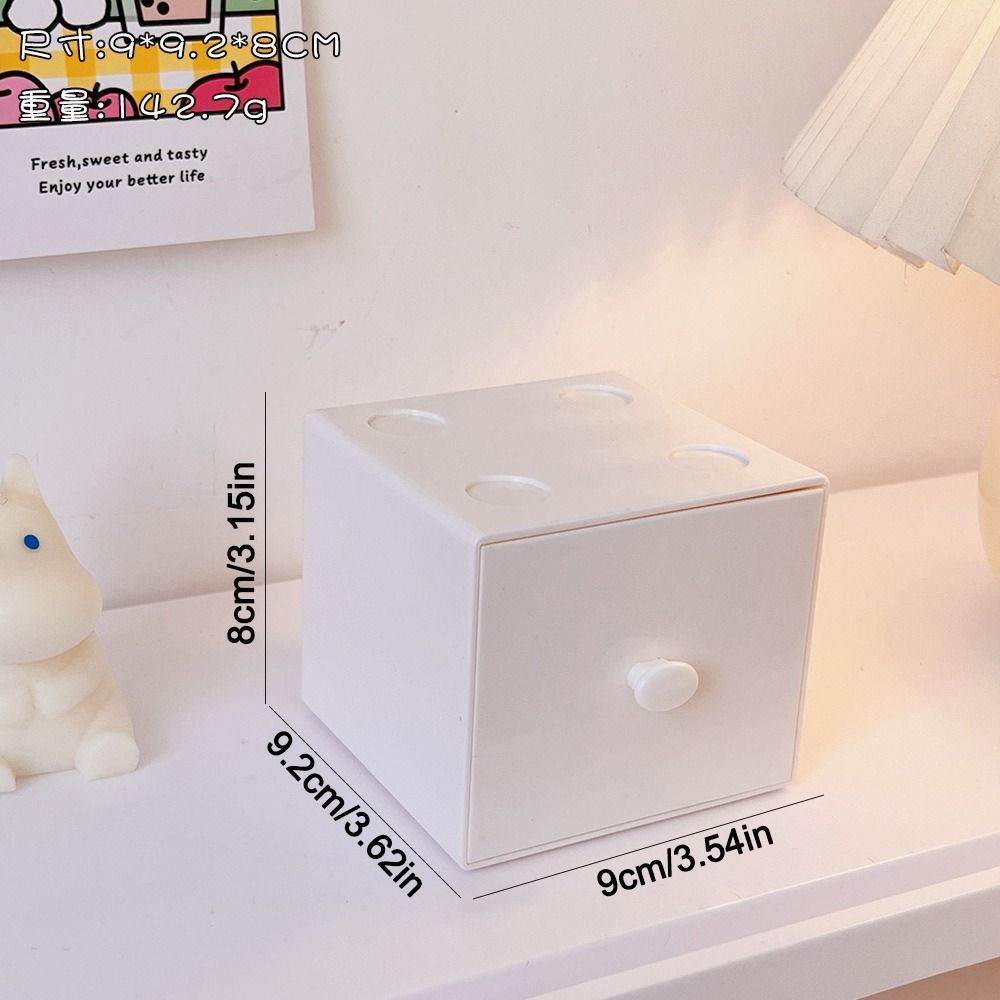 Cute Plastics Square Storage Box Ins Desktop Desk Organizer Jewelry Building Block Drawers Storage Box