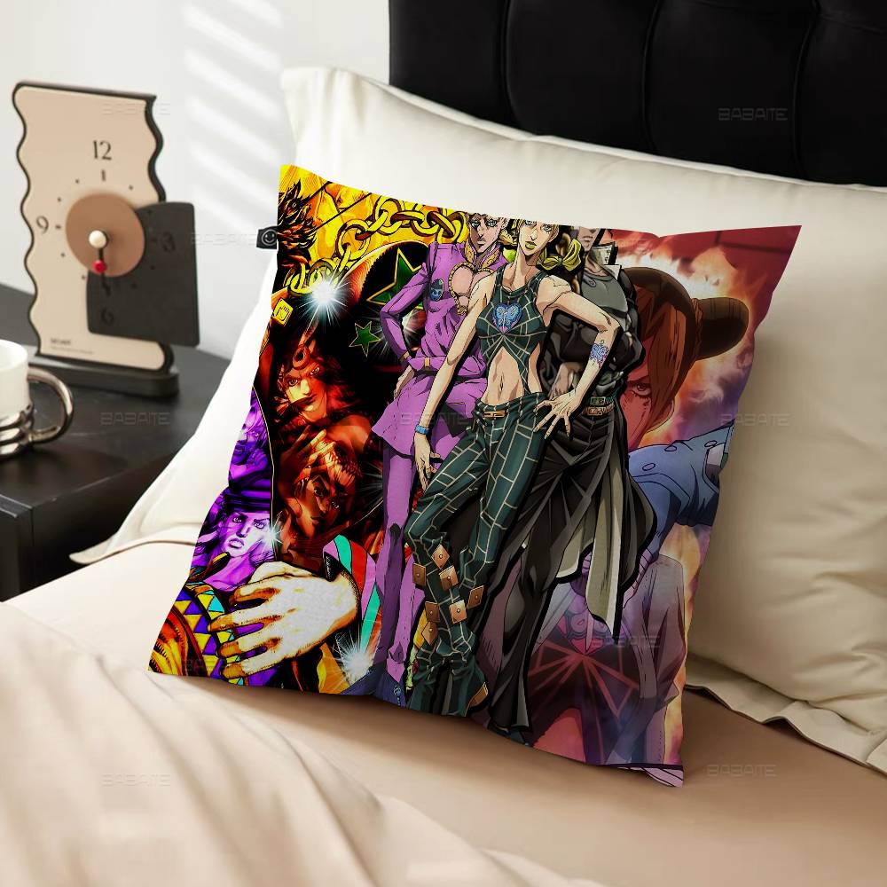 Anime J-Jojos B-Bizarre A-Adventure Cushion Cover Car Throw Pillow Case For Sofa Car Christmas Gift 40X40Cm 45X45Cm