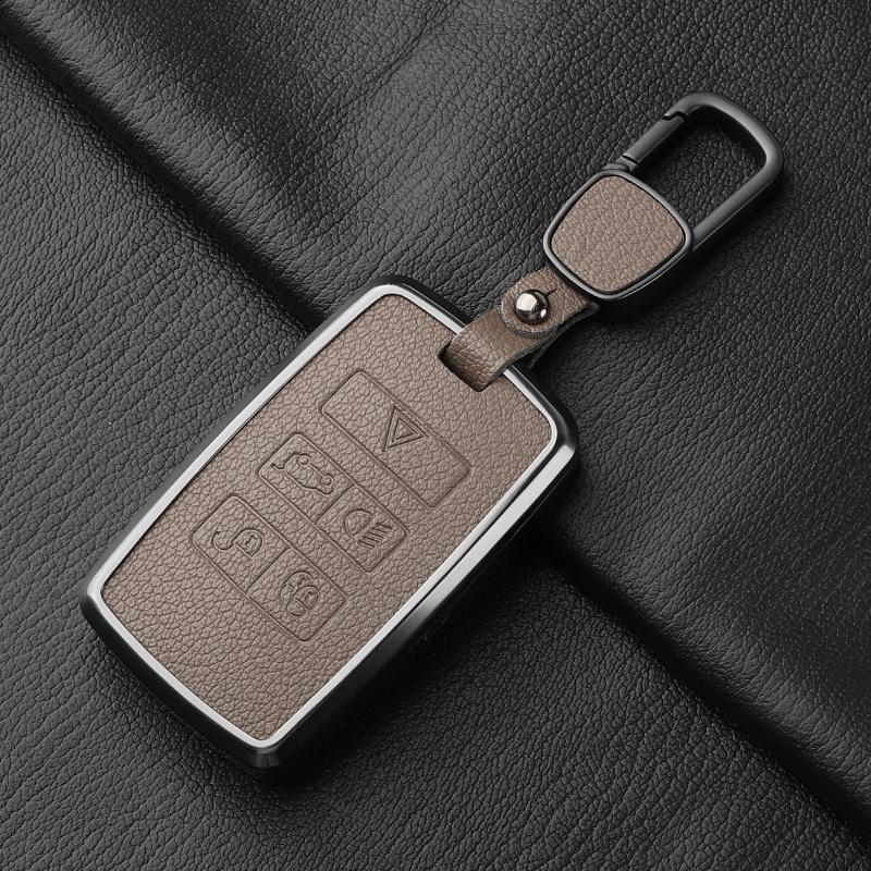 Metal and Leather Car Key Case Cover For Land Rover Range Rover Discovery Evoque Sport Velar Key Protection Shell Accessories