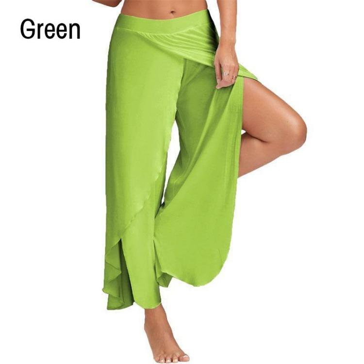 

Женские повседневные брюки для йоги свободного кроя с широкими штанинами, однотонные спортивные брюки L светло-зеленый