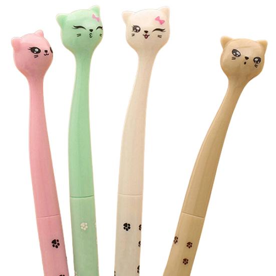 4 Stück süße Katze schwarz 0,5 mm Gel-Tintenroller Kugelschreiber feines koreanisches Geschenk