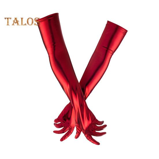 

1 пара жіночих рукавичок для косплею з покриттям зі штучної шкіри з п’ятьма пальцями проти ковзання, рукавиці для танцю на пілоні для сценічного виступу в нічному клубі червоний