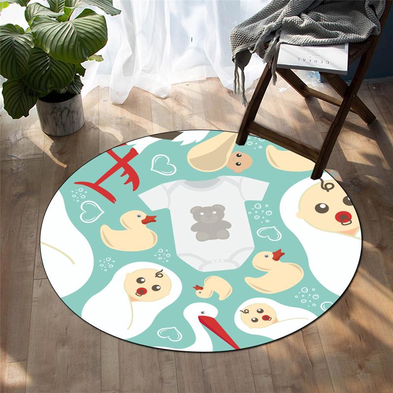 Cartoon-Druck Heimdekoration runder Teppich Wohnzimmermatte Kinderboden runder Teppich Yogamatte Schlafzimmer Gaming-Stuhlmatte