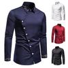 Heren overhemd met lange mouwen geborduurd knoop trouwfeest gentleman casual overhemd