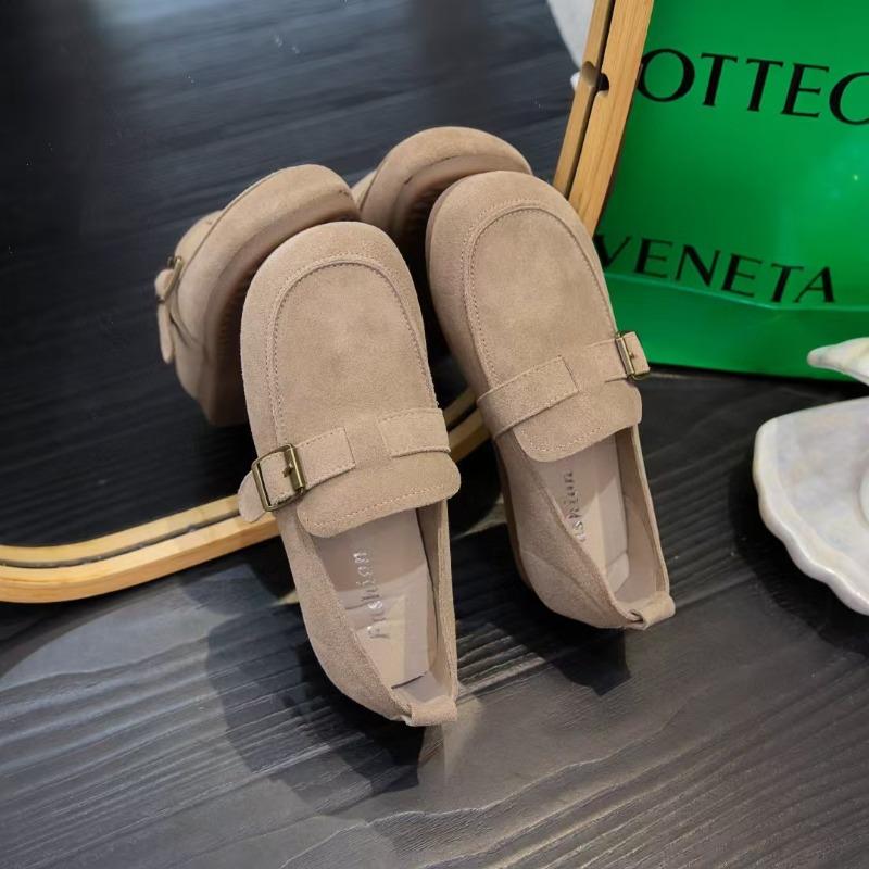 

Retro all-inclusive one-pedal women s genuine leather, new thick-soled belt buckle, soft-soled toast single shoe tide 35 абрикосовый