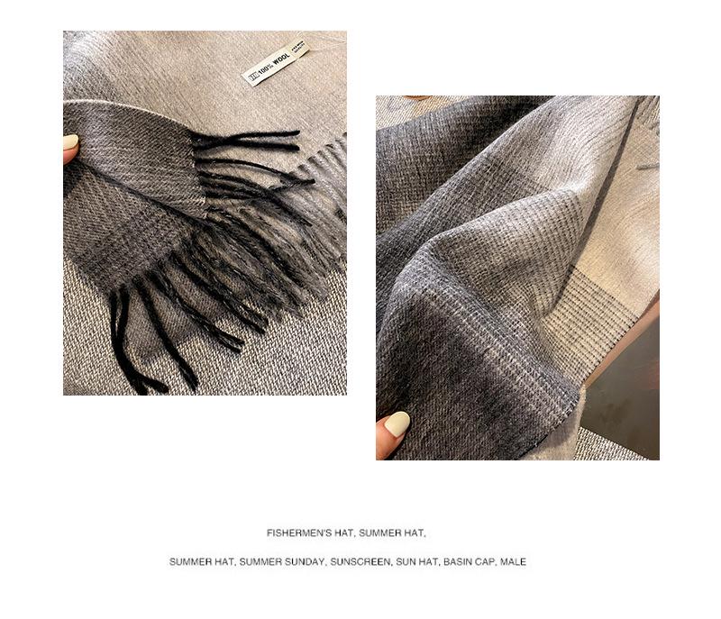 Cachecol de inverno de lã xadrez coreano - quente, versátil, à prova de vento, elegante para estudantes e meninas