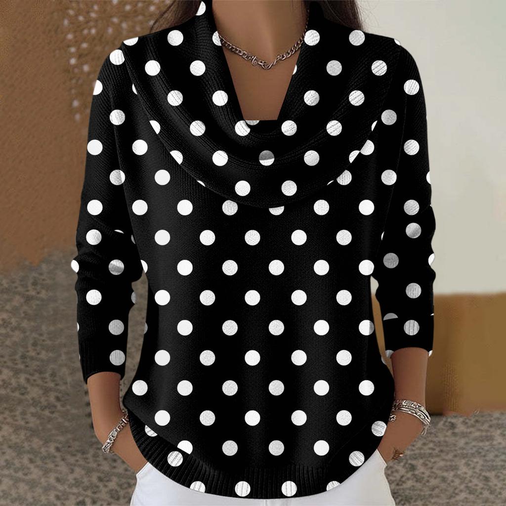 Women's Casual And Fashionable Round Neck Long Sleeved Printed Top Sweater