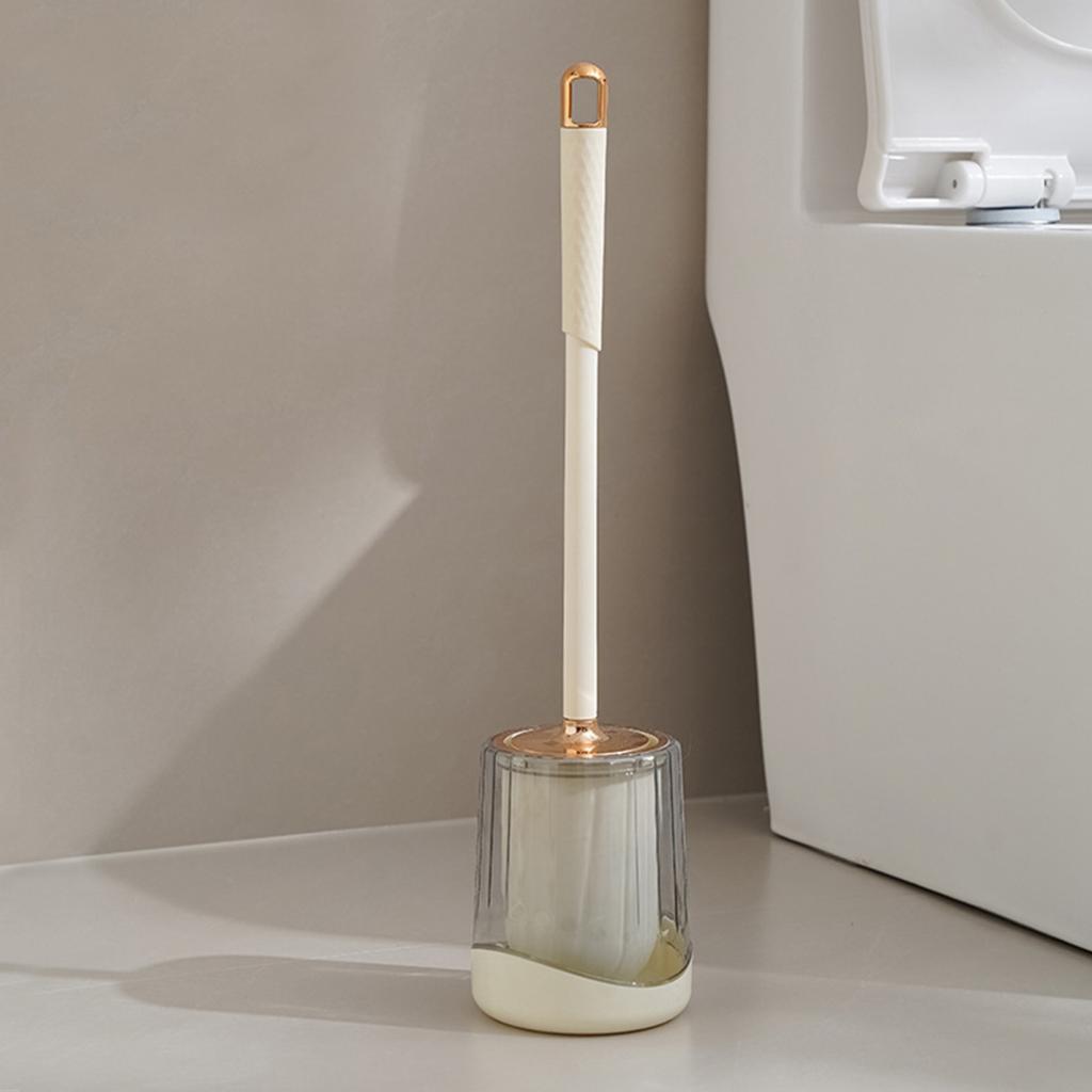 Yousheng Toilet Brush with Holder Plastic Bathroom Toilet Brushes Fine Brush Head Extended Handle Wall Mountable Toilet Bowl Brush
