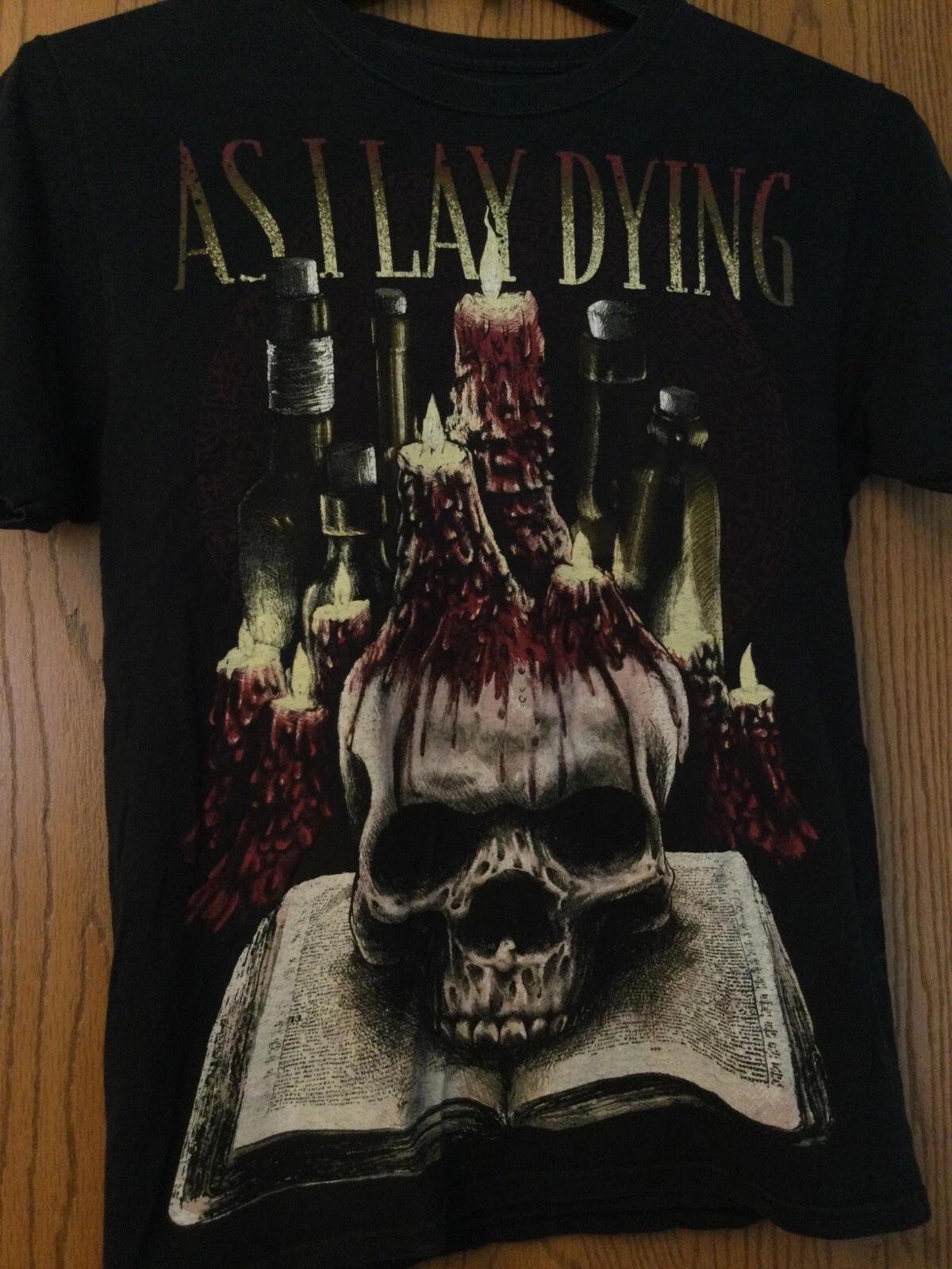 As I Lay Dying - Skull With Burning Candles - Black Shirt - S - Hanes 3XL