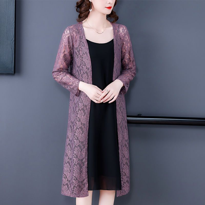 Versatile Temperament for Spring and Summer Slim Sun Protection Lace Cardigan Long Sleeved Sun Protection Clothes Women's Thin and Long Styles