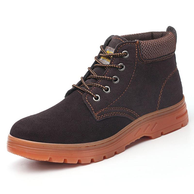 -107 Holfredterse For Mens High Top Martin Steel Toe Work Boots Cow Leather Suede Indestructible Anti-Smash Shoes