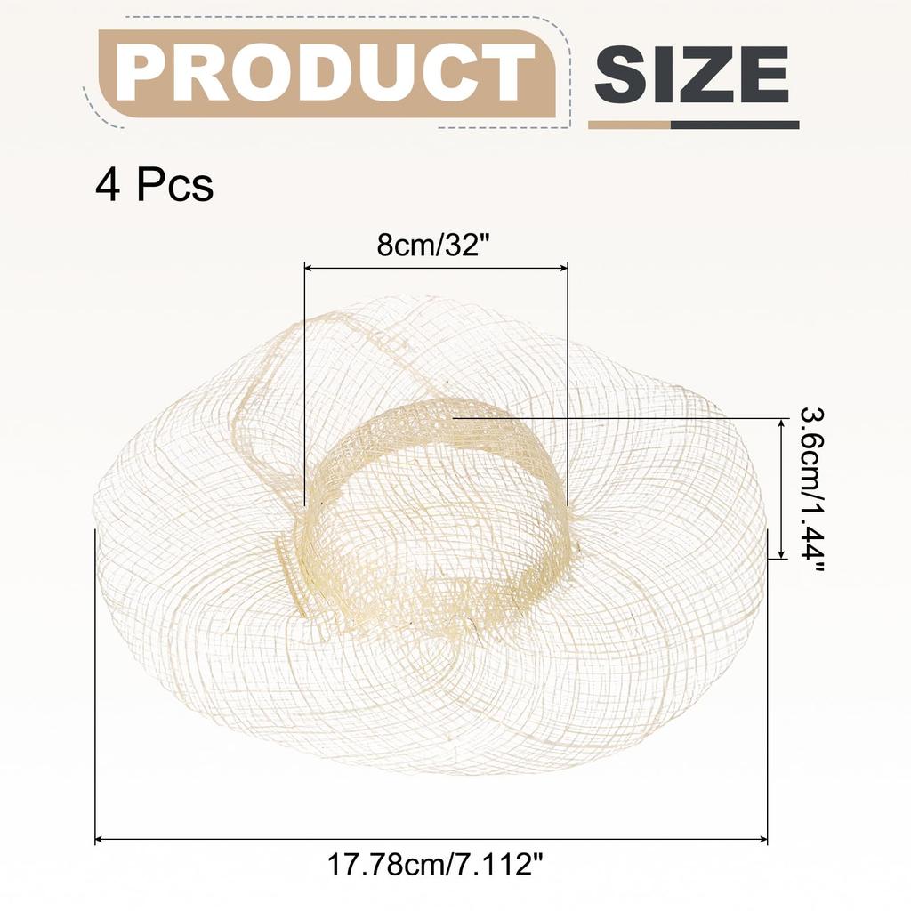 Uxcell Mini-Strohhüte 4er-Pack, 7-Zoll Gestrickte Miniatur-Puppenhüte, Puppenhaus DIY Bastel-Dekorationszubehör, Mini-Haus Kostüm, Natürlich Klein