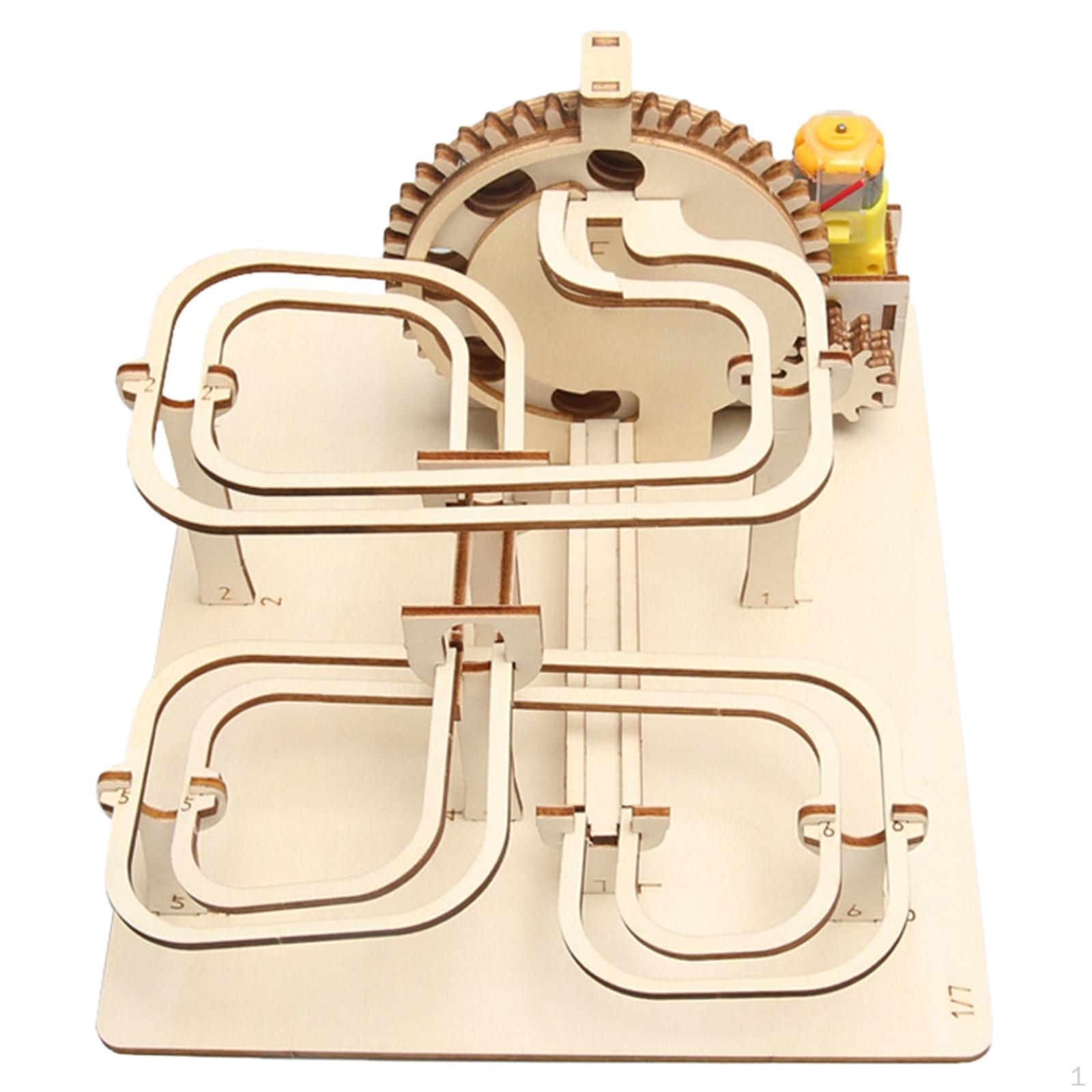 Electrical 3D Wooden Puzzle Marble Run Model Building Kits Self Assembly Toy DIY Roller Coaster
