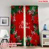 2pcs 2D Flat Printing Classic Christmas Curtains Christmas Poinsettia Snowflakes Berry Digital Printed Polyester Drapes Holiday