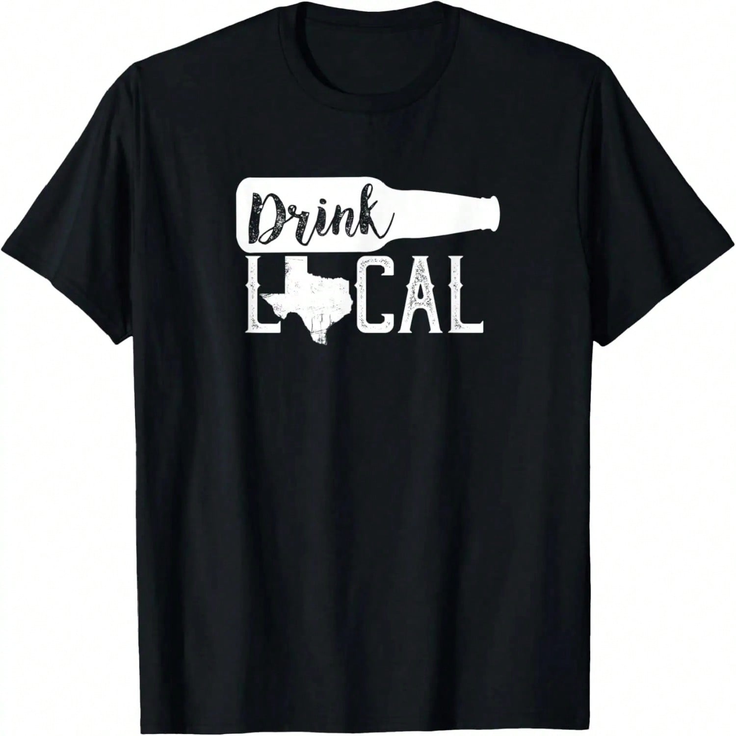 Футболка с надписью Texas Drink Local, потертая, штат Одинокой звезды S разноцветный