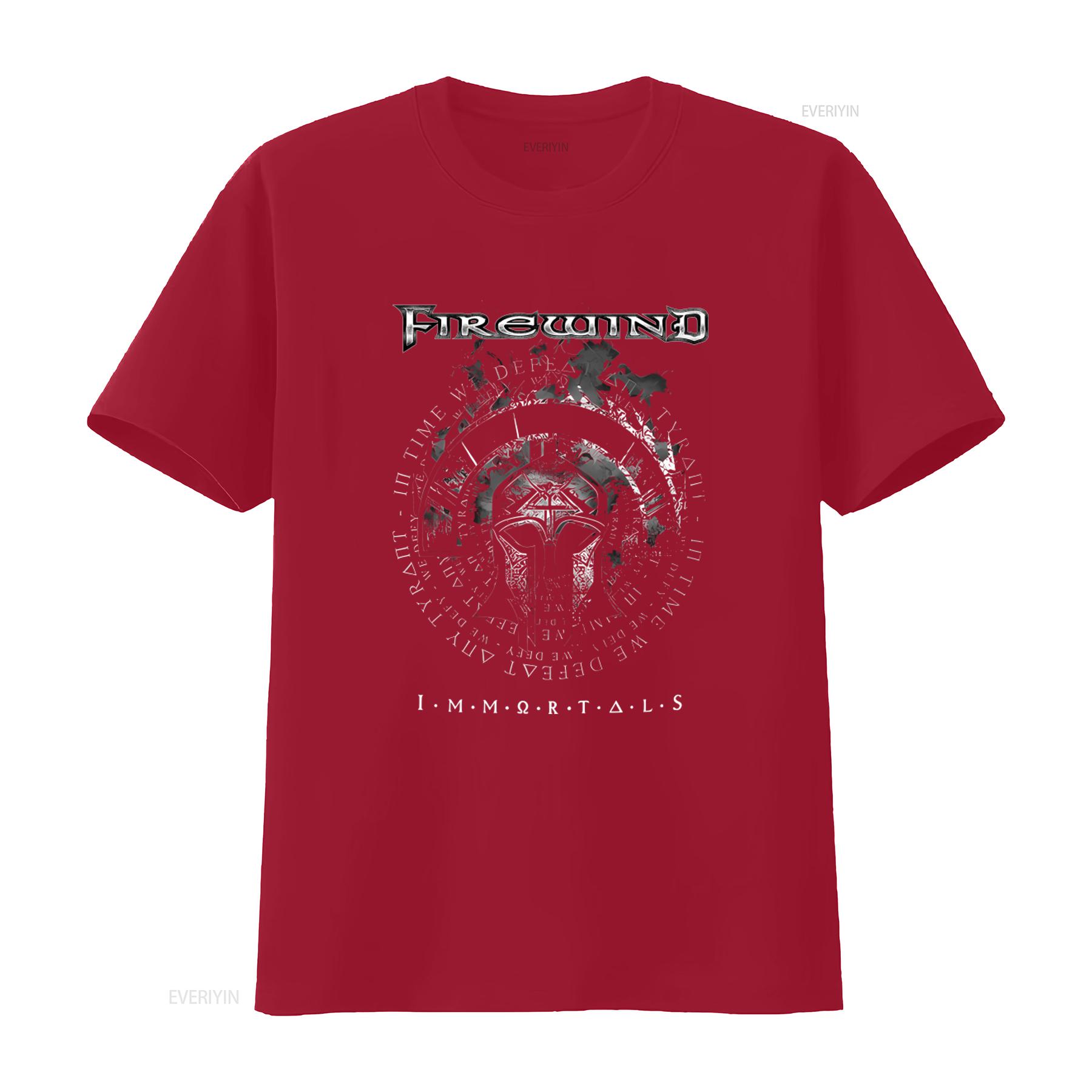 

FIREWIND Immortals 1 T Shirt for Men Stylish Rock Band Design with Spartan Helmet and Symbolic Text Perfect Music Lovers S