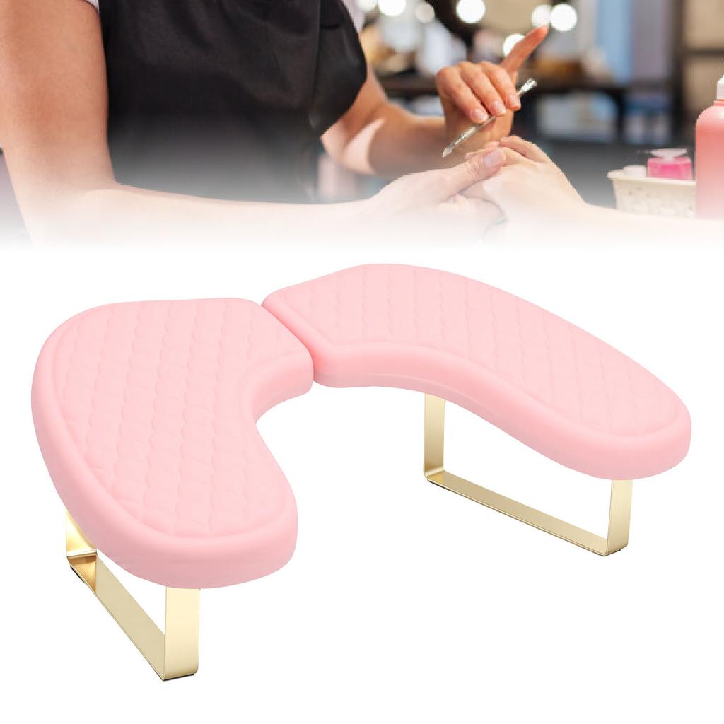 U Shaped Manicure Arm Rest Ergonomic PU Leather Hand Rest with Phone Stand for Nails Tech