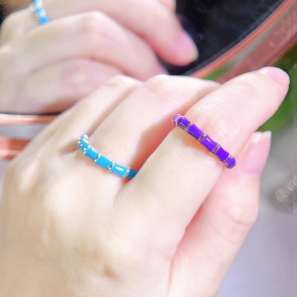 CMM European Texture Populární šperky Temperament Vícebarevný výběr Bambus Drop Glaze Móda Osobnost Nastavitelný otevírací kroužek