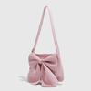 Big Bow Pink Shoulder Bag Sweet Style Girl Underarm Bag 2025 New Autumn Winter Matte Feel Handbag