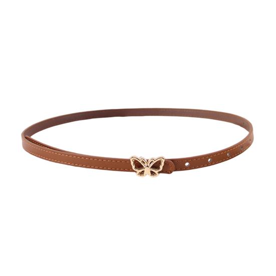 Metal Butterflies Buckle Belt Imitation Leather Women Belt Versatile Solid