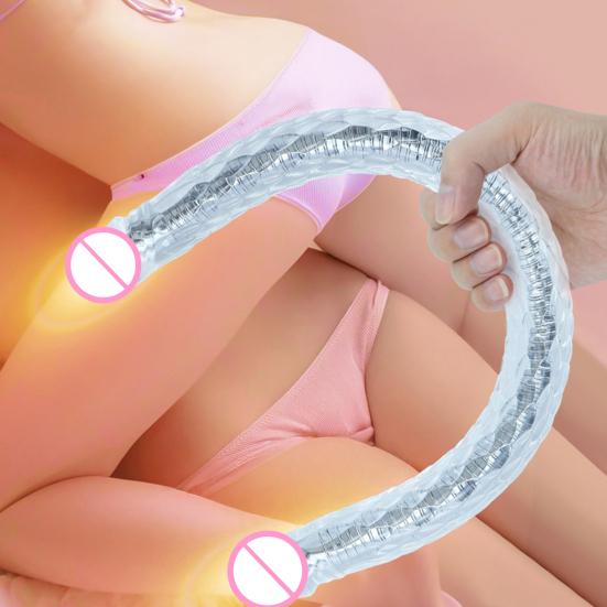 Flexible Double Headed Dildo Realistic Bendable Strap-On Toy for Couples Long