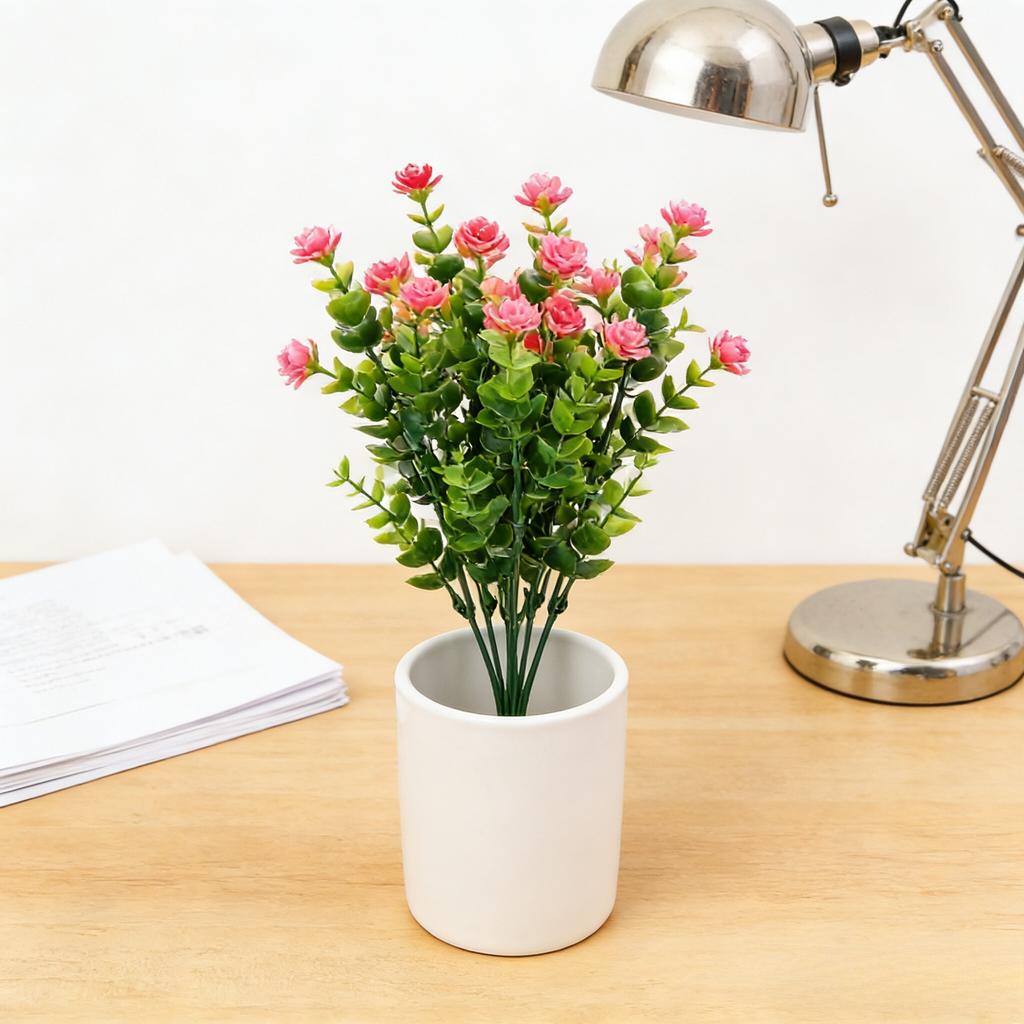 3/5pcs Eucalyptus Simulation Flower, 7-head Home Decoration Potted Plant Ornament, Desktop Fake Flower Ornament Shooting Prop