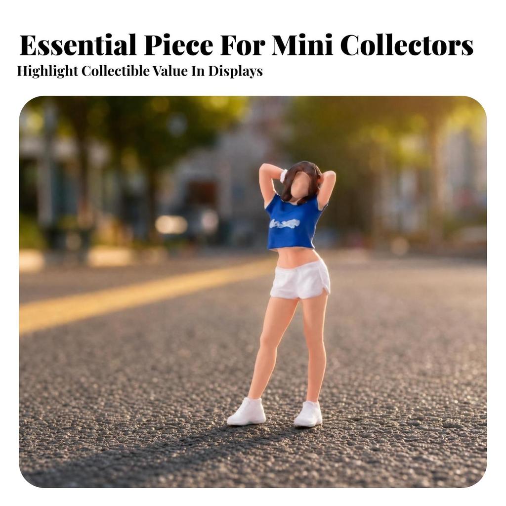 1/64 Scale Figurine Painted Female Miniature Raised Arms Figure for Collectors,