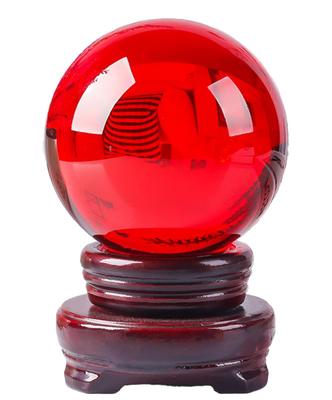 S.fields.inc 10cm Kristallkugel mit Sockel, Große Glaskugel, Runde Kugel für Wahrsagerei, Feng Shui, Dekoration und Kunstobjekt (rot)
