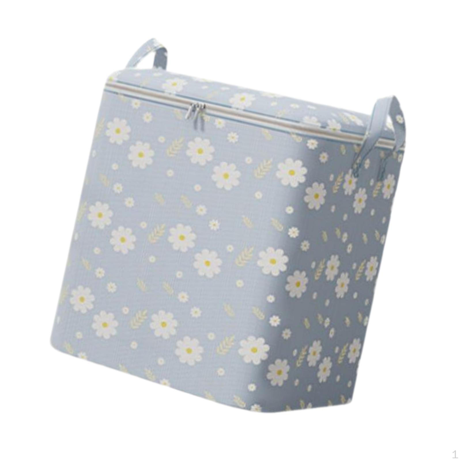 Clothes Storage Bag Closet Organizer with Reinforced Handle Sturdy Zipper Moving Tote 80L Blue