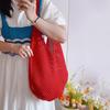Yogodlns  Fashion Large Capacity Beach Simple Knitted Women's ShoulderBag Knitted Hollow Woven Inner Tote Bag