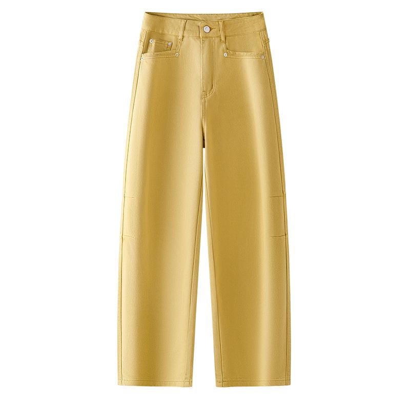 Women's Yellow Retro High-Waist Slimming Jeans, Spring 2025 Collection
