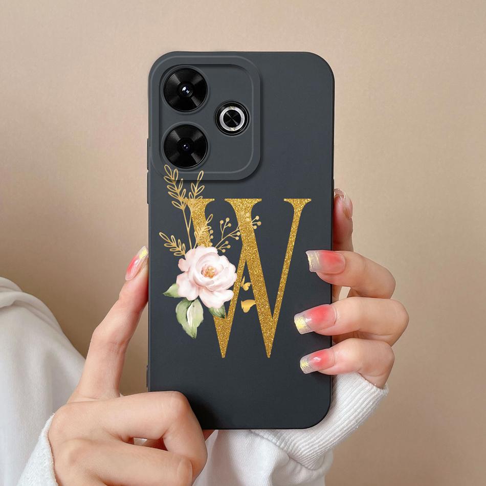 Elegant Case For Redmi 13 4G Personalized Letter Soft Liquid Silicone Protective Phone Cover For Xiaomi Redmi13 Shell Funda Capa