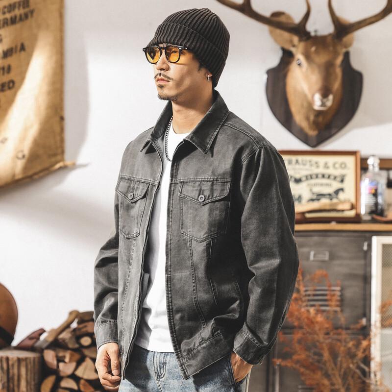 

Чоловіча вінтажна мотоциклетна куртка робочого одягу з вощеним ефектом L