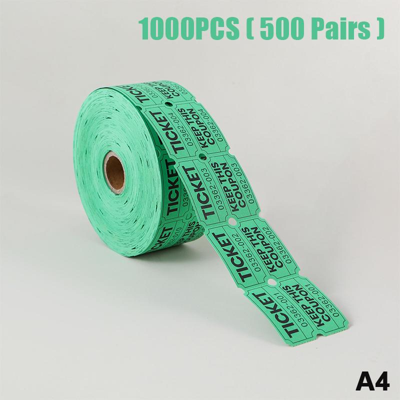 1000 Pezzi Biglietti Lotteria Colorati Strappabili Doppi Rotoli Biglietto d'Ingresso, Per Eventi, Gare, Premi in Classe, Carnevali