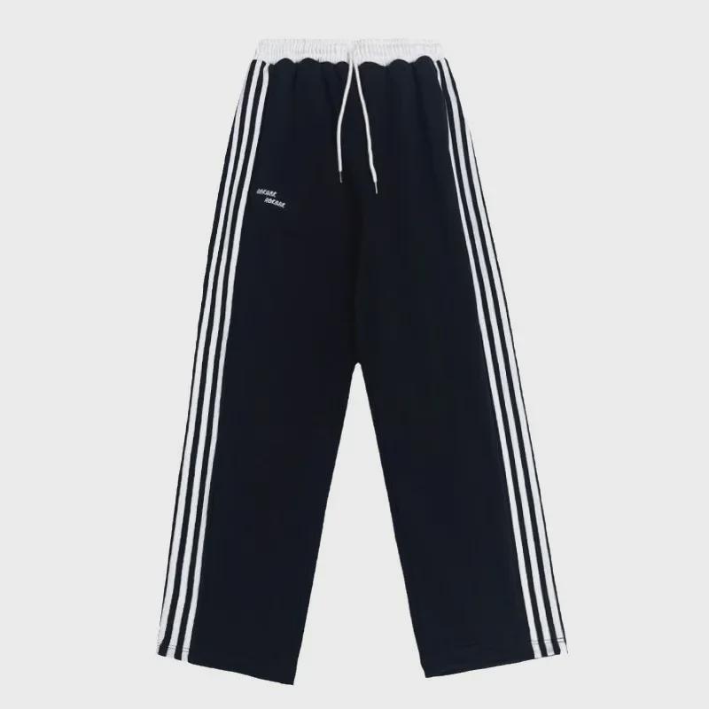 Women's Retro Three-Stripe Wide-Leg Casual Pants for Street Dance, Autumn Fashion
