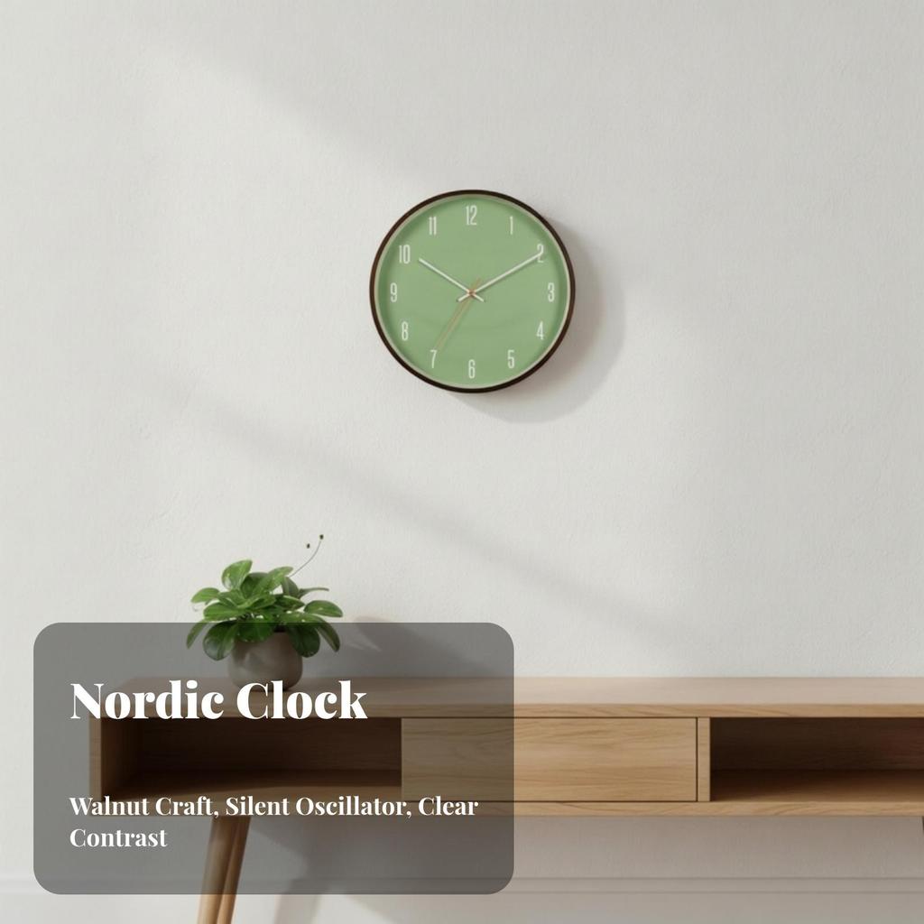 Wall Clock with Wood Frame Round for Living Room, Hallway
