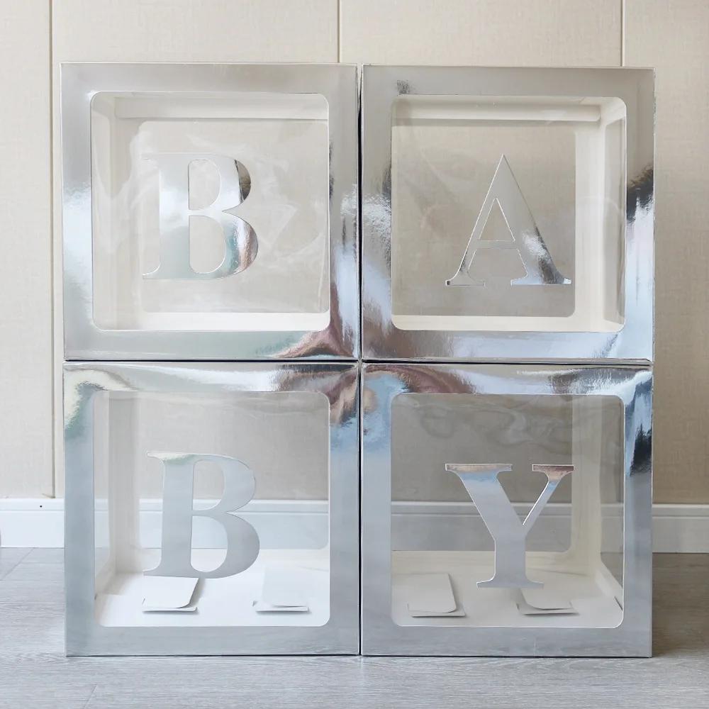 4PCS Transparent Balloon Box Birthday Surprise Box Proposal Advertisement Party Layout Cyber Red BABY Letter LOVE Box