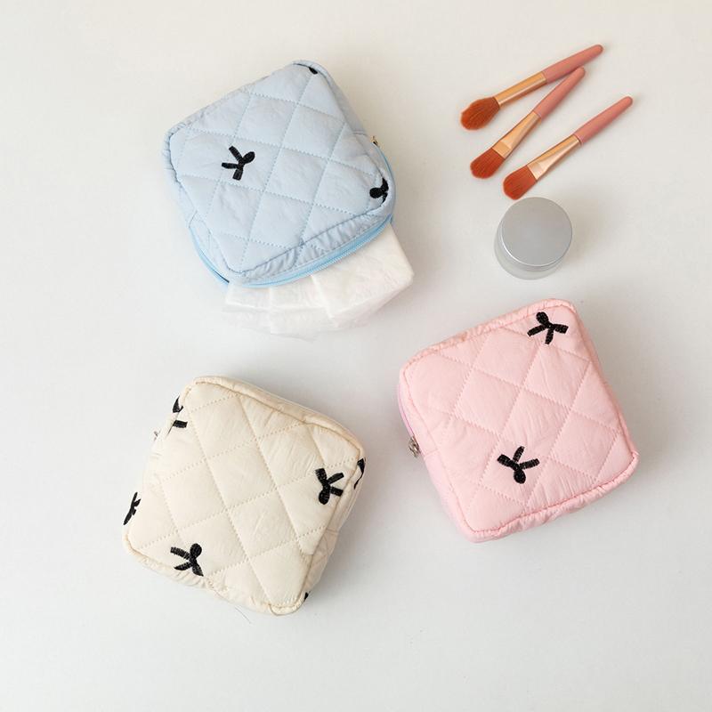 Cute Large Capacity Sanitary Napkin Storage Bags Cartoon Bow Portable Girls Physiological Period Tampon Organiser Bag Pouch