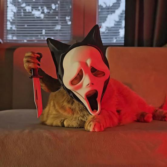 Gruselige Katzenmaske Haustiere Schreiender Geist Cosplay-Maske Gruselige Geisterkatze