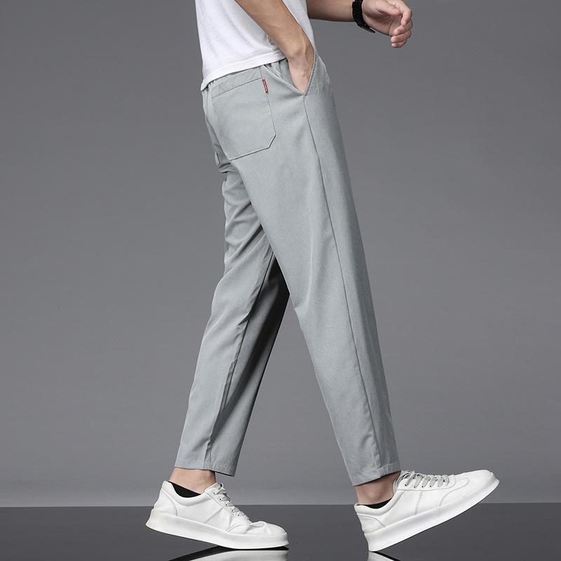 Pantaloni elastici ocazional Pantaloni sport pentru bărbați Pantaloni tăiați moi Pantaloni bărbați cu picior drept largi agățați