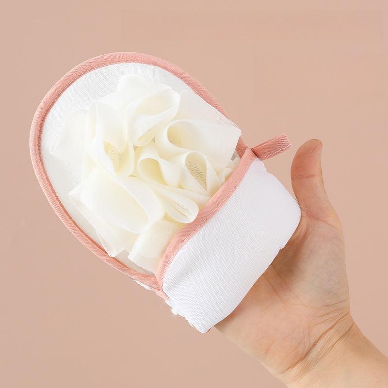 1Pc 2-in-1 Unisex Double-Sided Bath Towel with Powerful Exfoliating Gloves