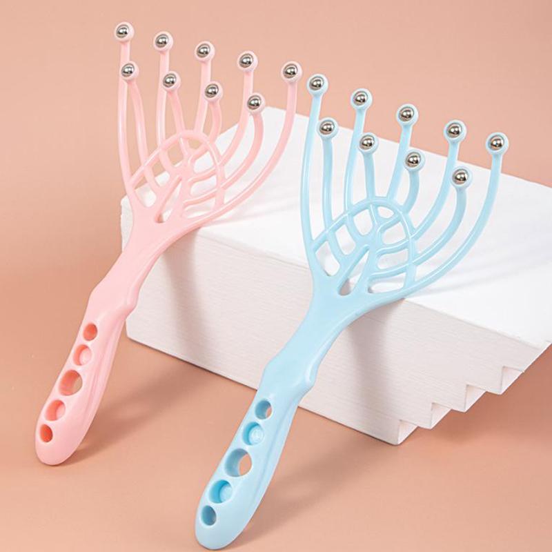 9 Claws Head Massger Streamlined Ball Body Relaxation Scalp Massage Roller For Hair Growth Hand Held Hair Stress Relief Aid