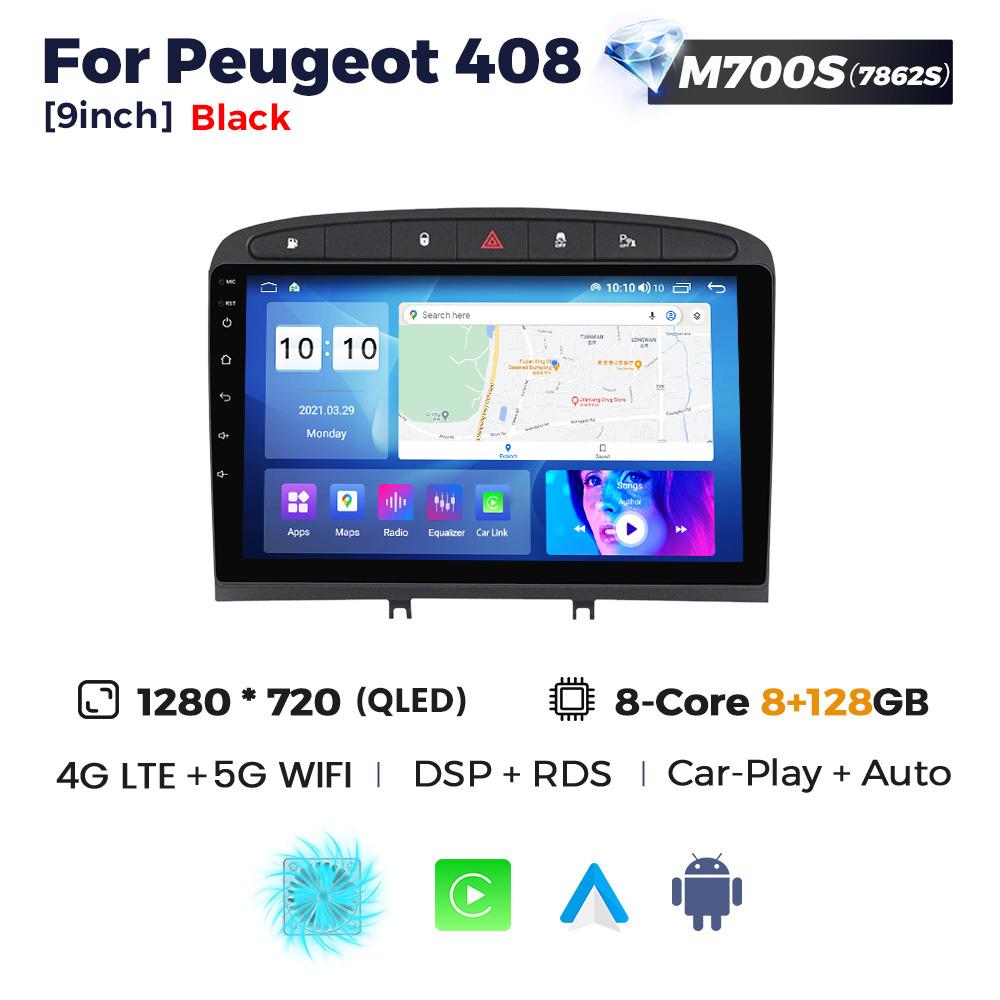 NaviFly 2 DIN Android Car Radio  For Peugeot 408 2012-2020 308 308SW 2007-2015 Wireless Carplay Multimedia Stereo Navigation GPS