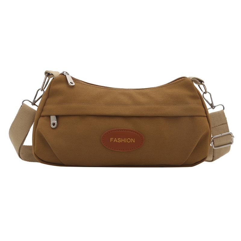 

2024 new shoulder bag women s bag trendy versatile simple fashion Korean version large capacity travel messenger canvas bag bag коричневий