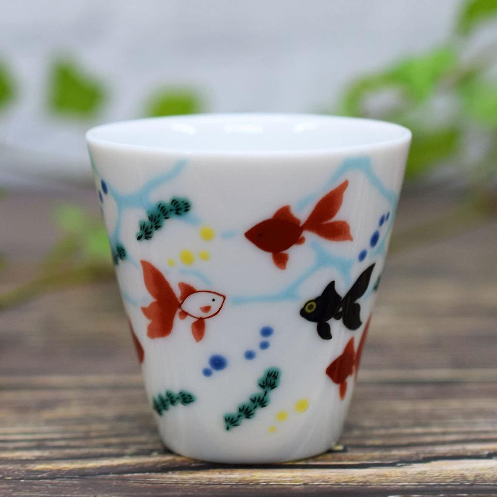 Waza No Kura Lucky Sake Cup, Kutani Ware, Goldfish Design, Ceramic, Brand Name, Japanese Tableware, Made In Japan