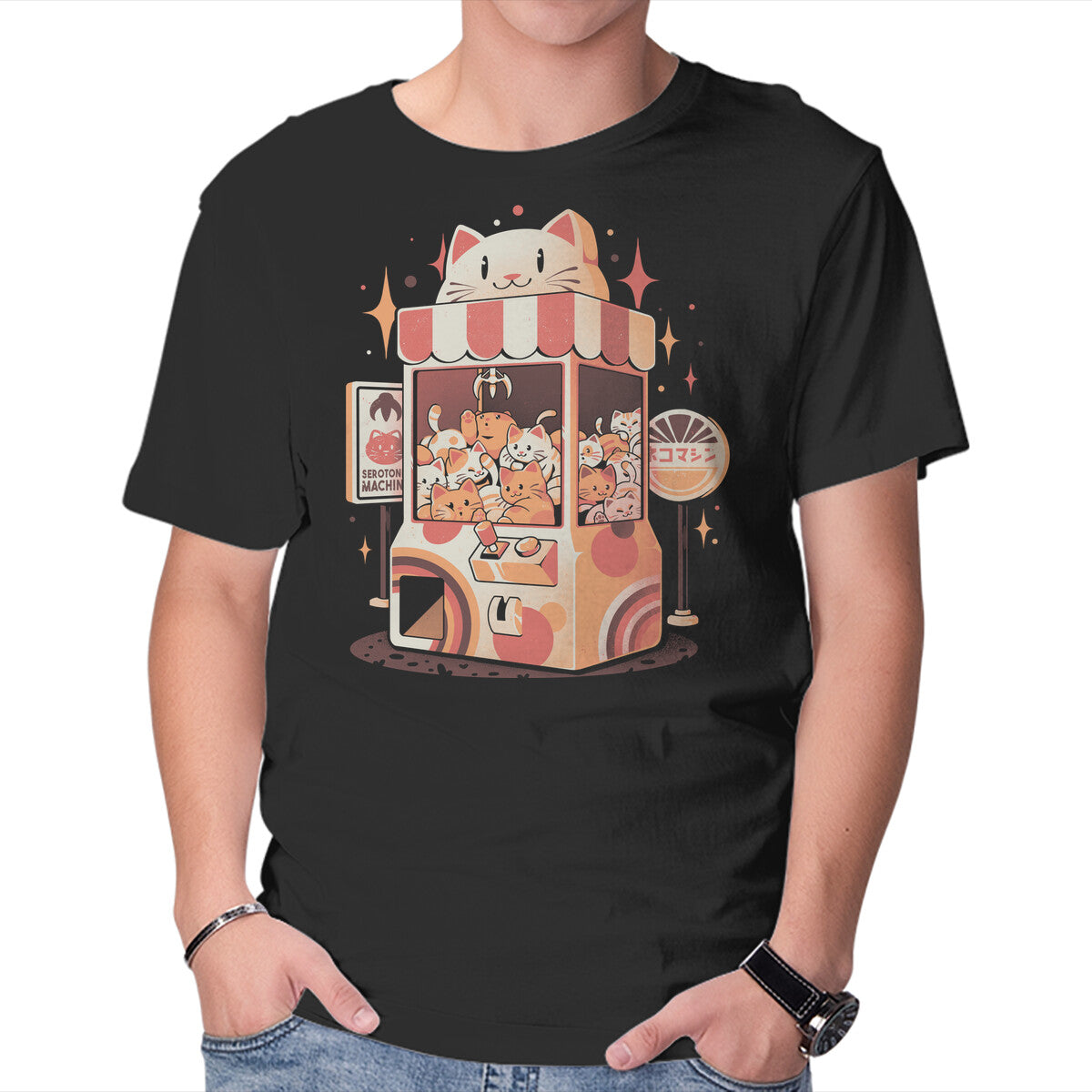 Unisex Crew Neck T-Shirt Serotonin Machine Graphic Short Sleeve Casual Tee L