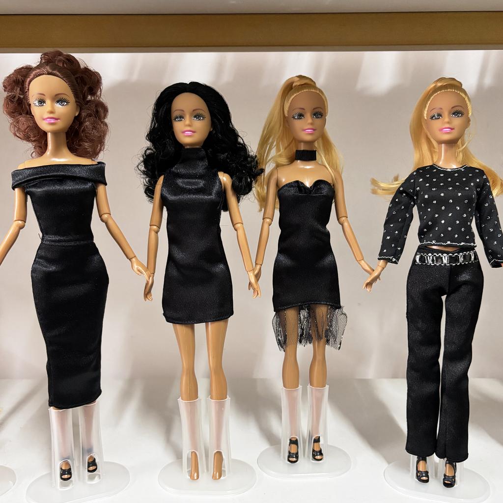 Handmade 7PCS Black Dresses for 11.5in/30cm Dolls, Elegant Long Dress Doll Accessories Playset Playhouse DIY Dress Up Game Toys