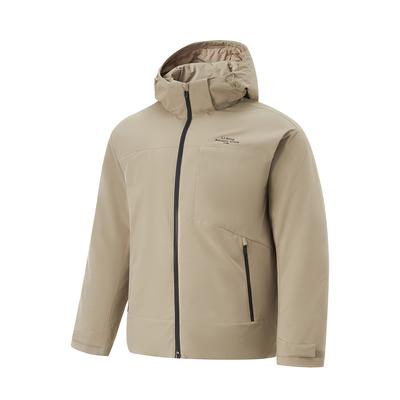 Hot Pot Down Jacket Series Solid Color Removable Hood Short Zipper Long Sleeve Down Jacket Men Outerwear Brown AYMV779-4